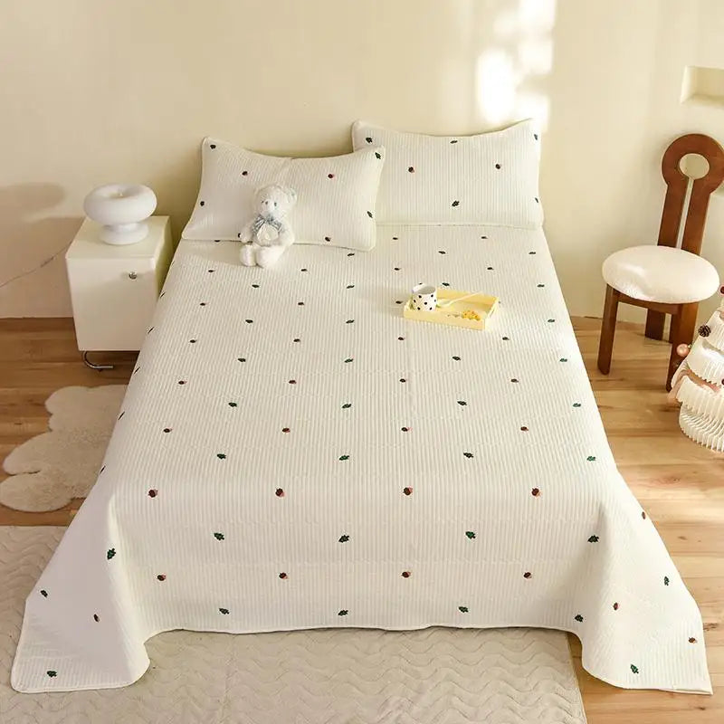 Ensemble Couvre-lit Matelassé Chic en Coton - 3 Pièces avec Taies