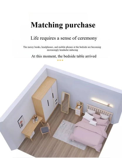 Table de chevet minimaliste avec tiroirs - Rangement moderne étroit