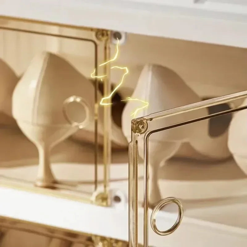 Boîte de rangement à chaussures pliable en plastique transparente