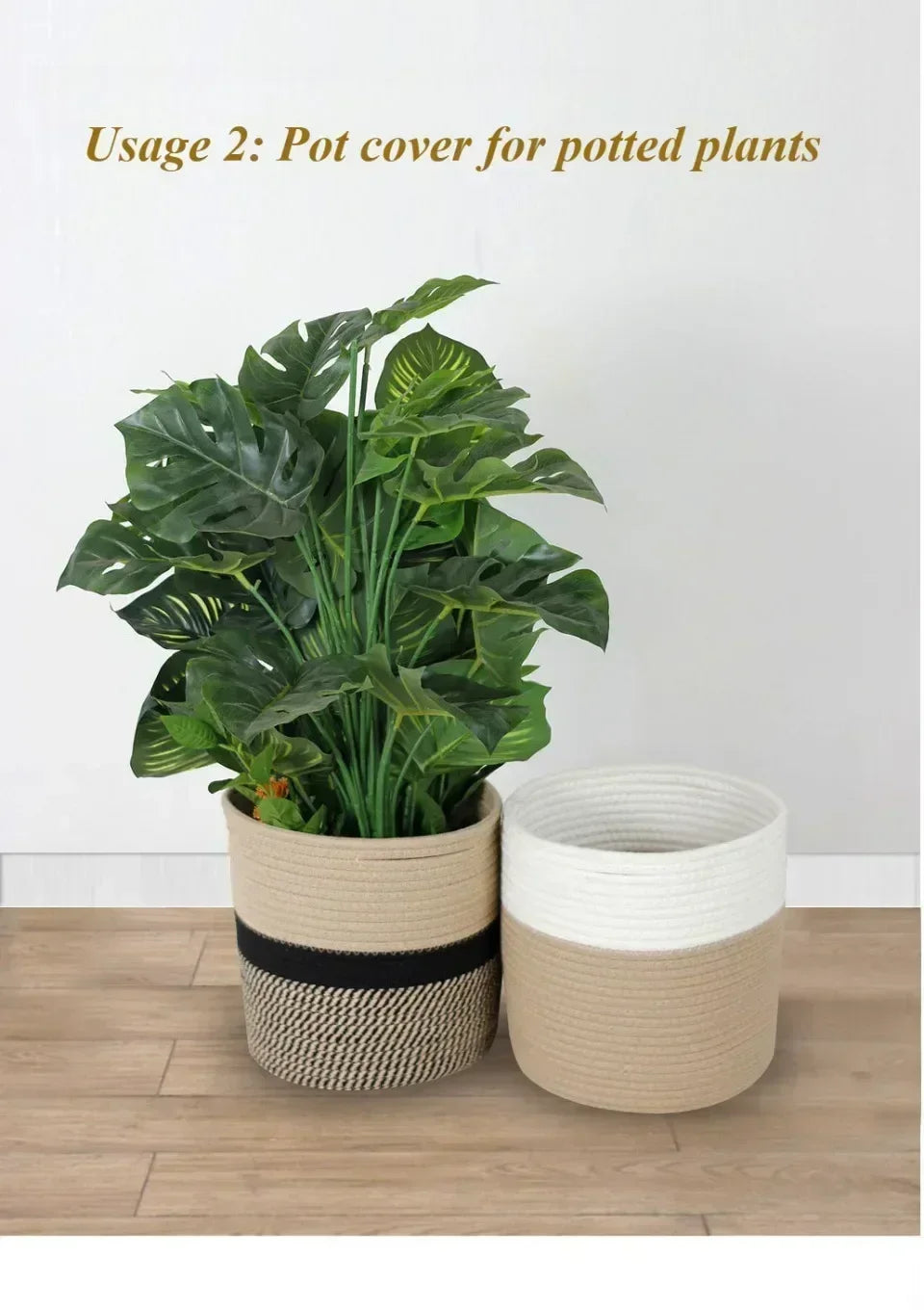 Panier à Linge en Corde de Coton - Panier de Rangement Pliable Luxe