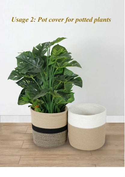 Panier à Linge en Corde de Coton - Panier de Rangement Pliable Luxe