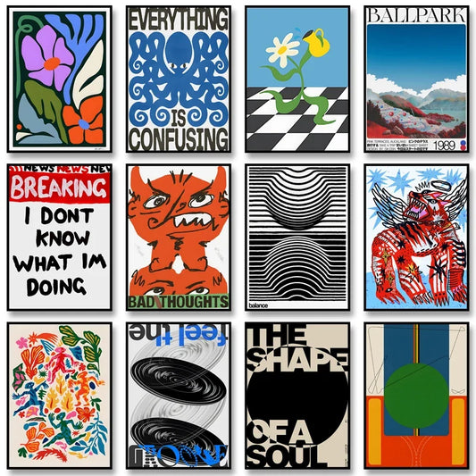 Affiche Vintage Abstraite - Art Mural pour Salon et Chambre