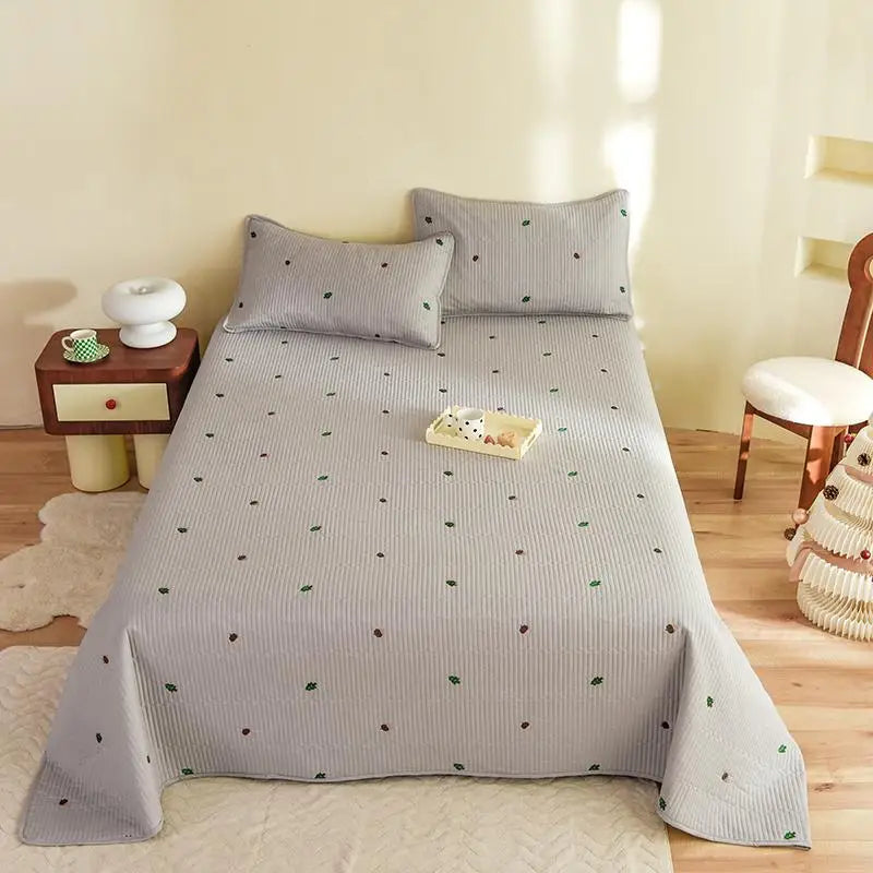 Ensemble Couvre-lit Matelassé Chic en Coton - 3 Pièces avec Taies