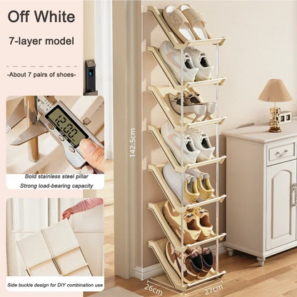 Étagère à chaussures empilable étroite pour un rangement optimal