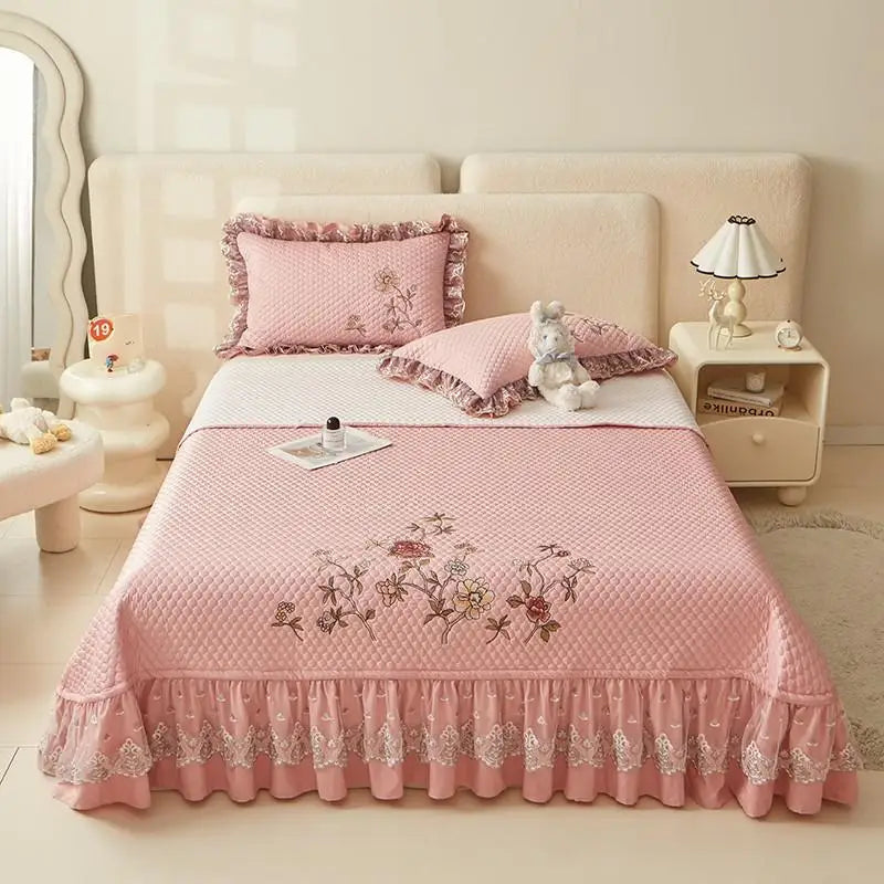 Ensemble de couvre-lit d'été brodé chic - léger et doux, 1 à 3 pièces