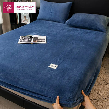 WOSTAR - Drap-housse en peluche douce, luxe pour couple d'hiver