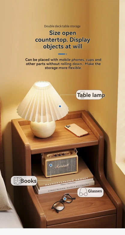 Armoire de chevet en bois massif pour petite chambre à coucher