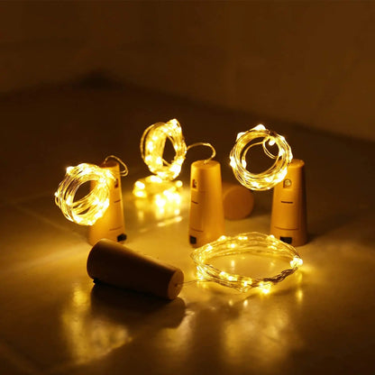 Guirlande LED cuivre pour bouteille de vin - Décoration de Noël 2m