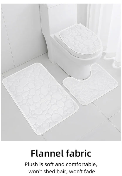 Ensemble de 3 Tapis Monochromes Doux et Absorbants - Motif Pierre