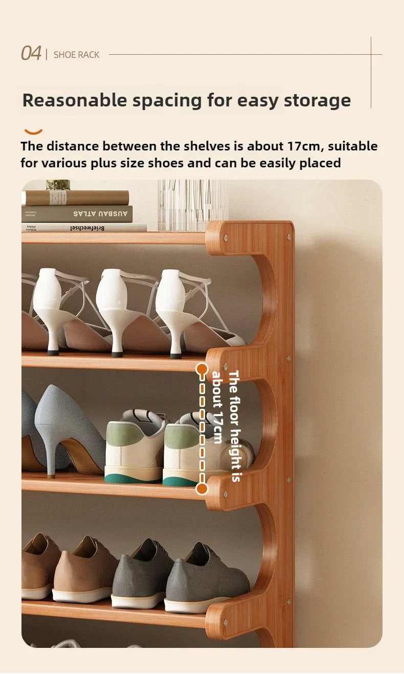 Étagère à chaussures en bois multi-niveaux pour rangement pratique