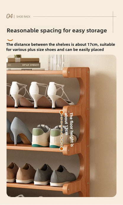 Étagère à chaussures en bois multi-niveaux pour rangement pratique