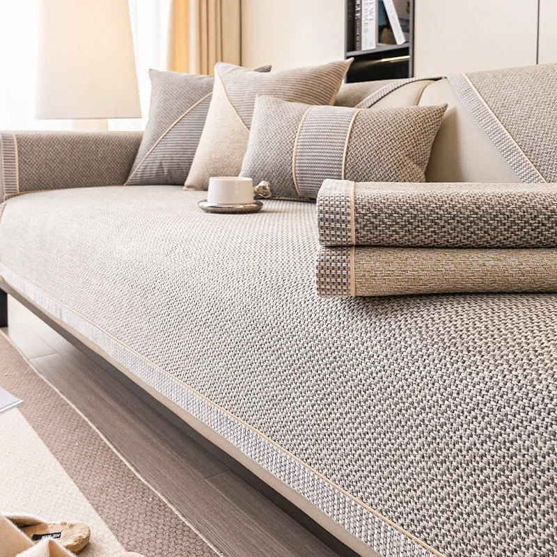 Coussin en coton et lin tissé antidérapant pour canapé - Housse 2024