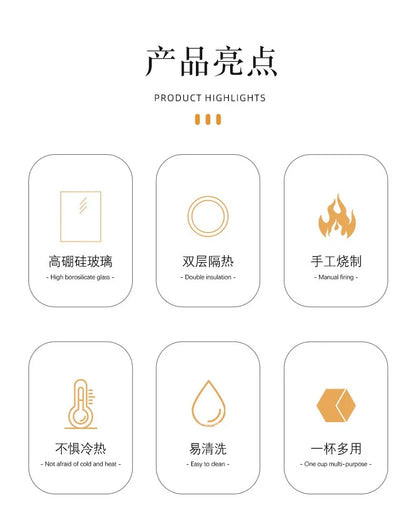 Tasse Anti-brûlure Double Couche Fleur Séchée Créative pour Bureau