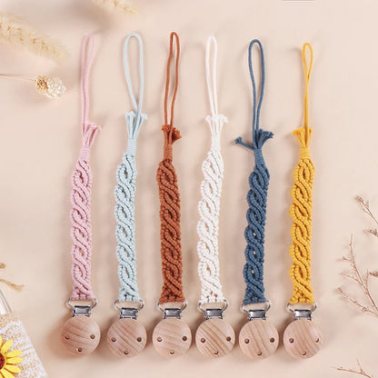 Porte-tétine en macramé et chanvre pour bébé - Tétine en coton artisanale