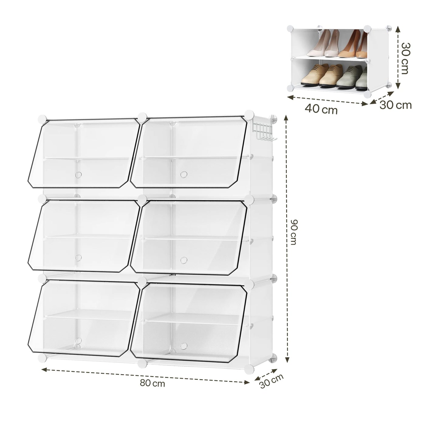 Armoire à chaussures pliable en PP transparent - Organisateur modulaire