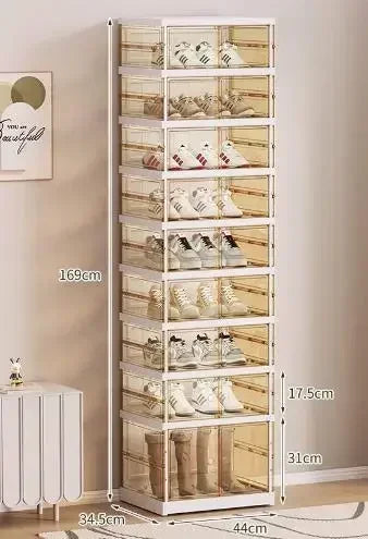 Boîte de rangement à chaussures pliable en plastique transparente