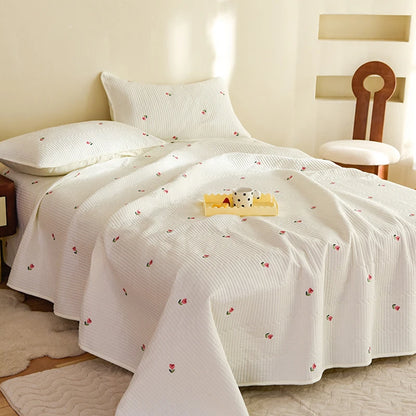 Ensemble Couvre-lit Matelassé Chic en Coton - 3 Pièces avec Taies