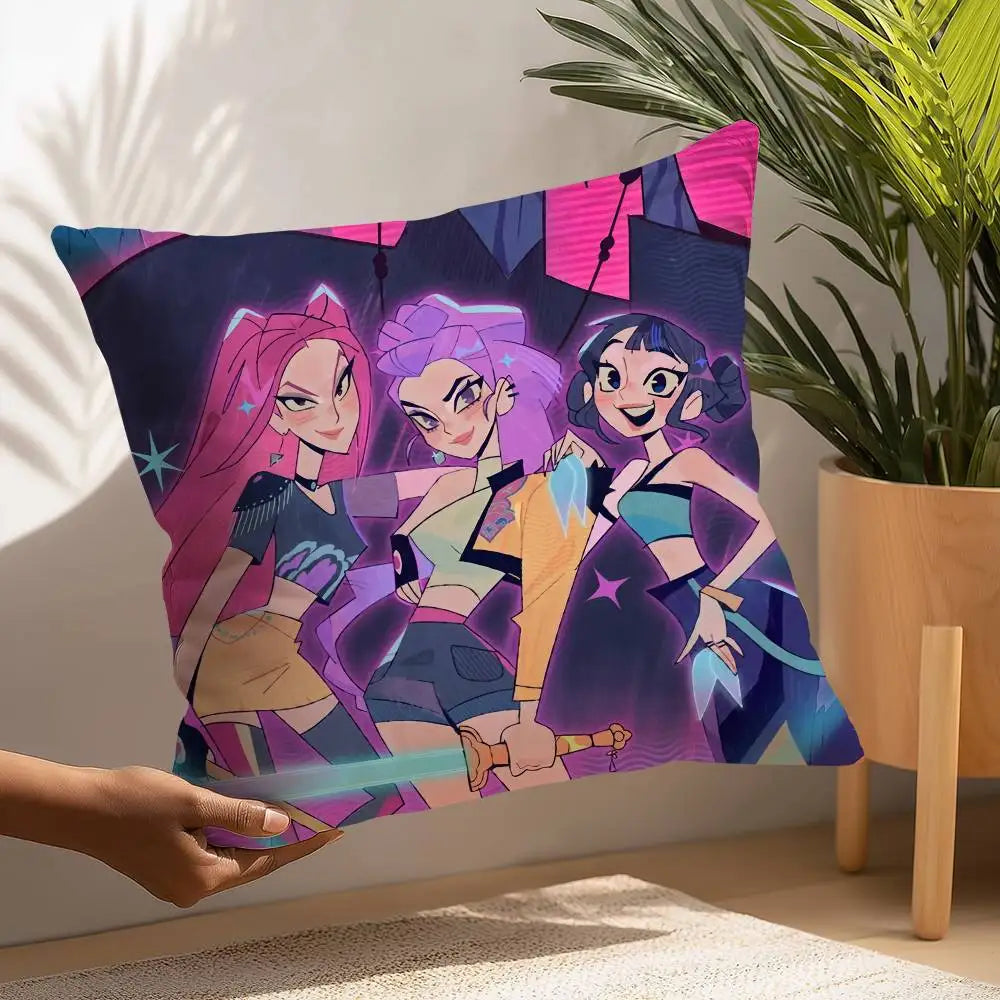 Taie d'oreiller K-kpop Demon Hunters en tissu peluche douce