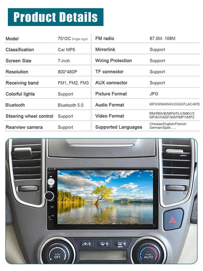 Autoradio 7 pouces 1 Din Carplay & Android Auto - Écran Tactile HD