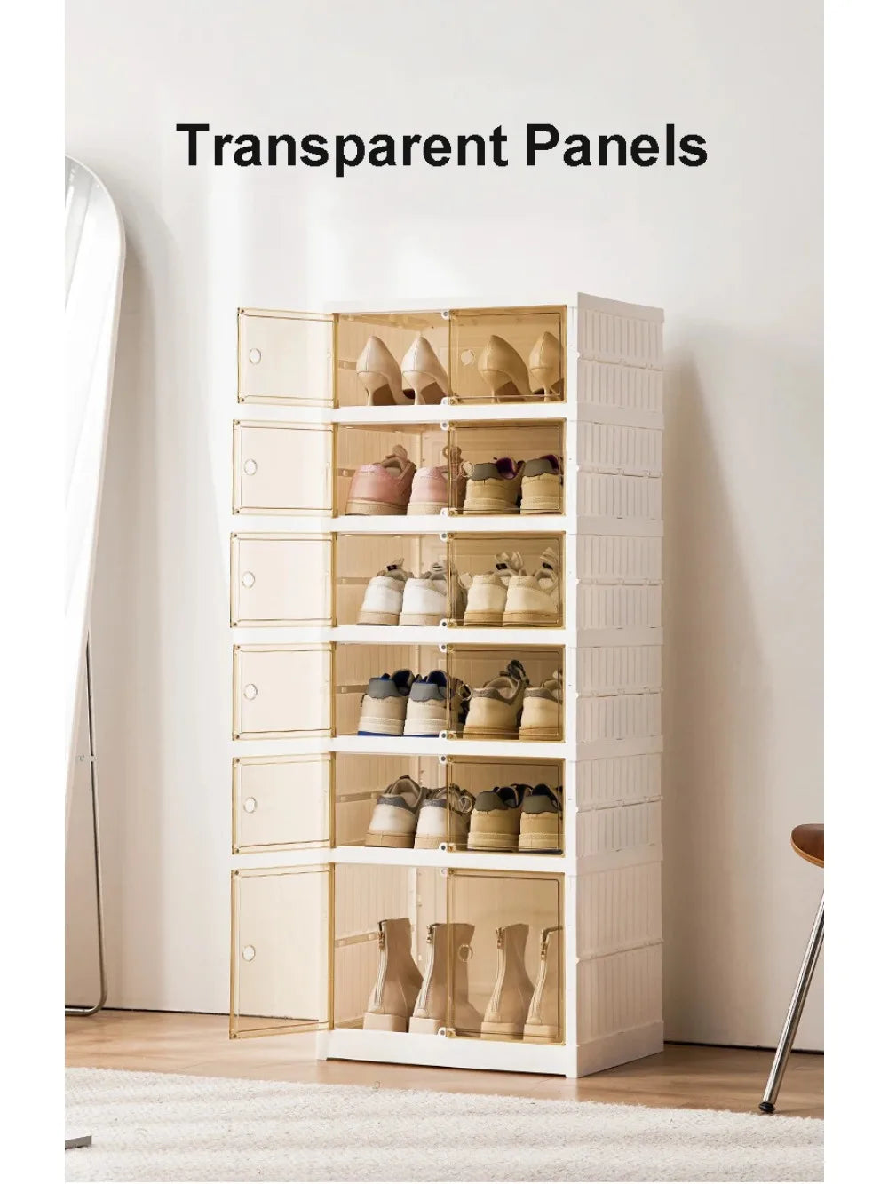 Boîte de rangement à chaussures pliable en plastique transparente