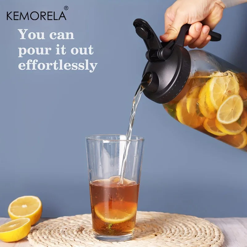 KEMORELA Pichet en Verre 64Oz avec Poignée et Couvercle - Ensemble Pratique