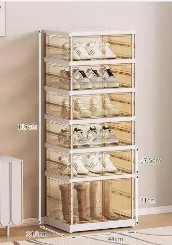 Boîte de rangement à chaussures pliable en plastique transparente
