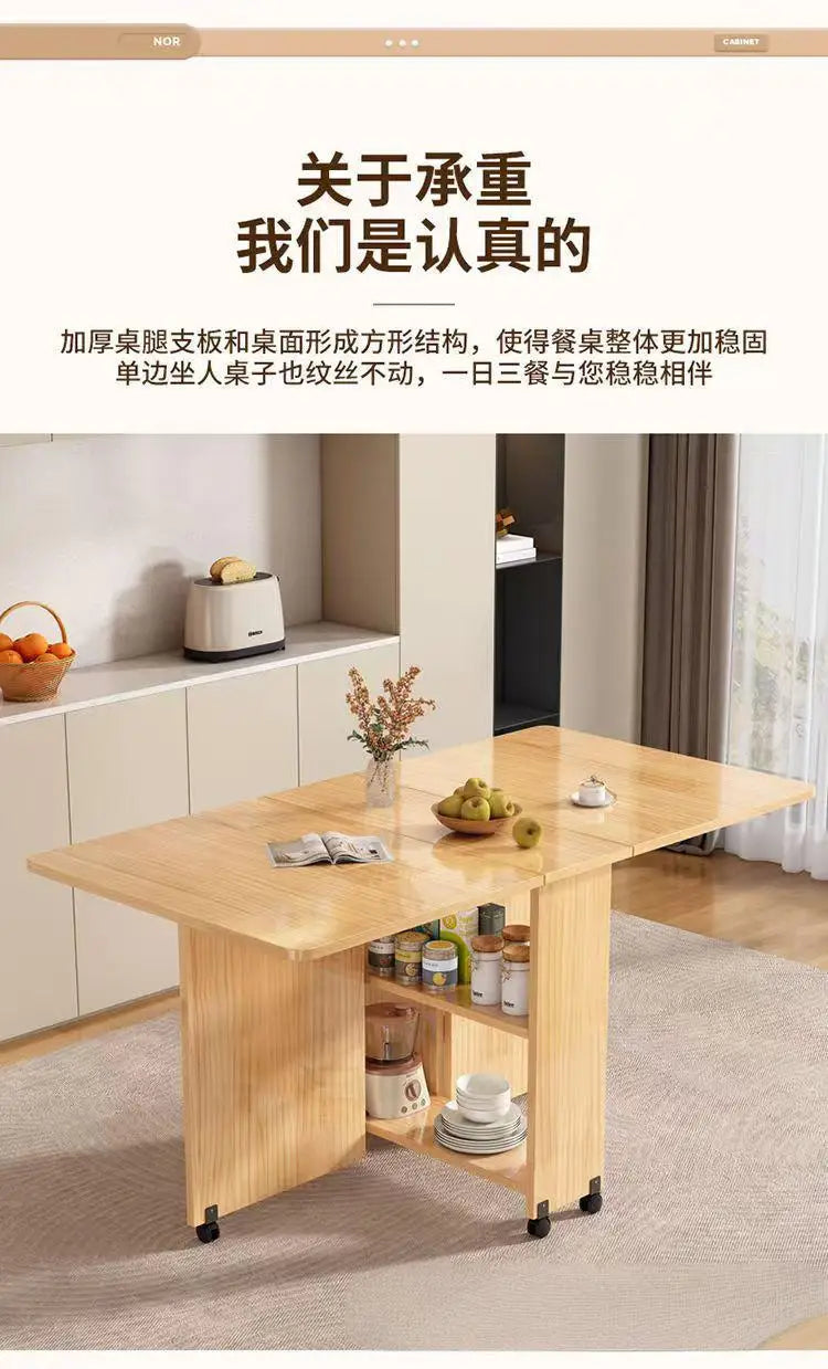 Table à Manger Pliante en Bois Massif - Table Rectangulaire Multifonction