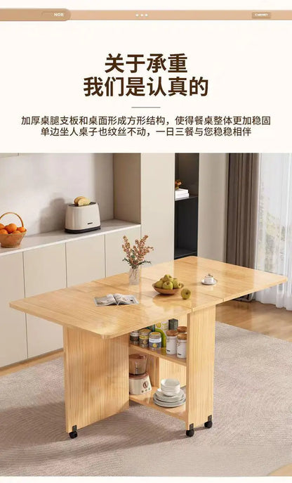 Table à Manger Pliante en Bois Massif - Table Rectangulaire Multifonction