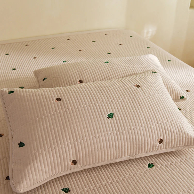 Ensemble Couvre-lit Matelassé Chic en Coton - 3 Pièces avec Taies