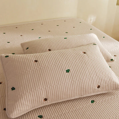 Ensemble Couvre-lit Matelassé Chic en Coton - 3 Pièces avec Taies