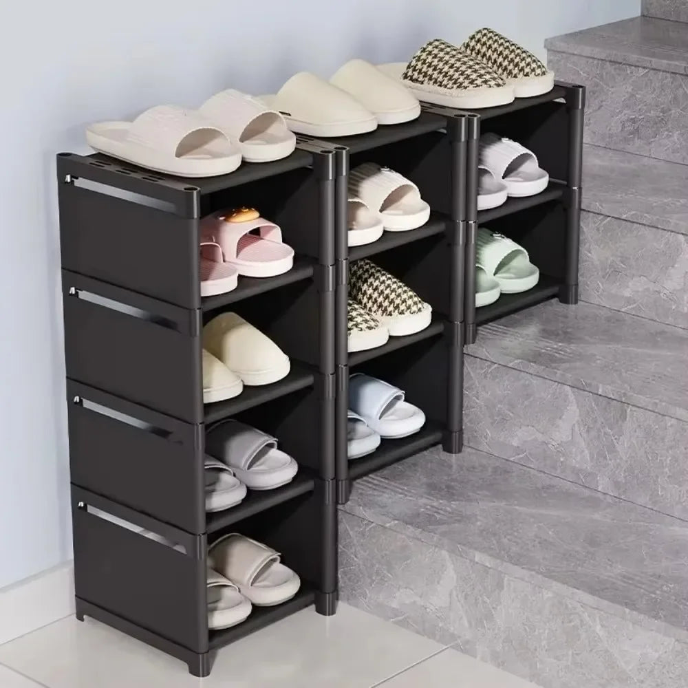 Étagère à chaussures empilable en angle, gain de place et pratique