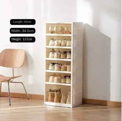 Boîte de rangement à chaussures pliable en plastique transparente