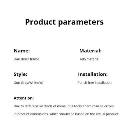 Sèche-Cheveux Mur Monté - Rack de Stockage Sans Poinçonnage