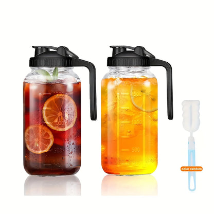 KEMORELA Pichet en Verre 64Oz avec Poignée et Couvercle - Ensemble Pratique