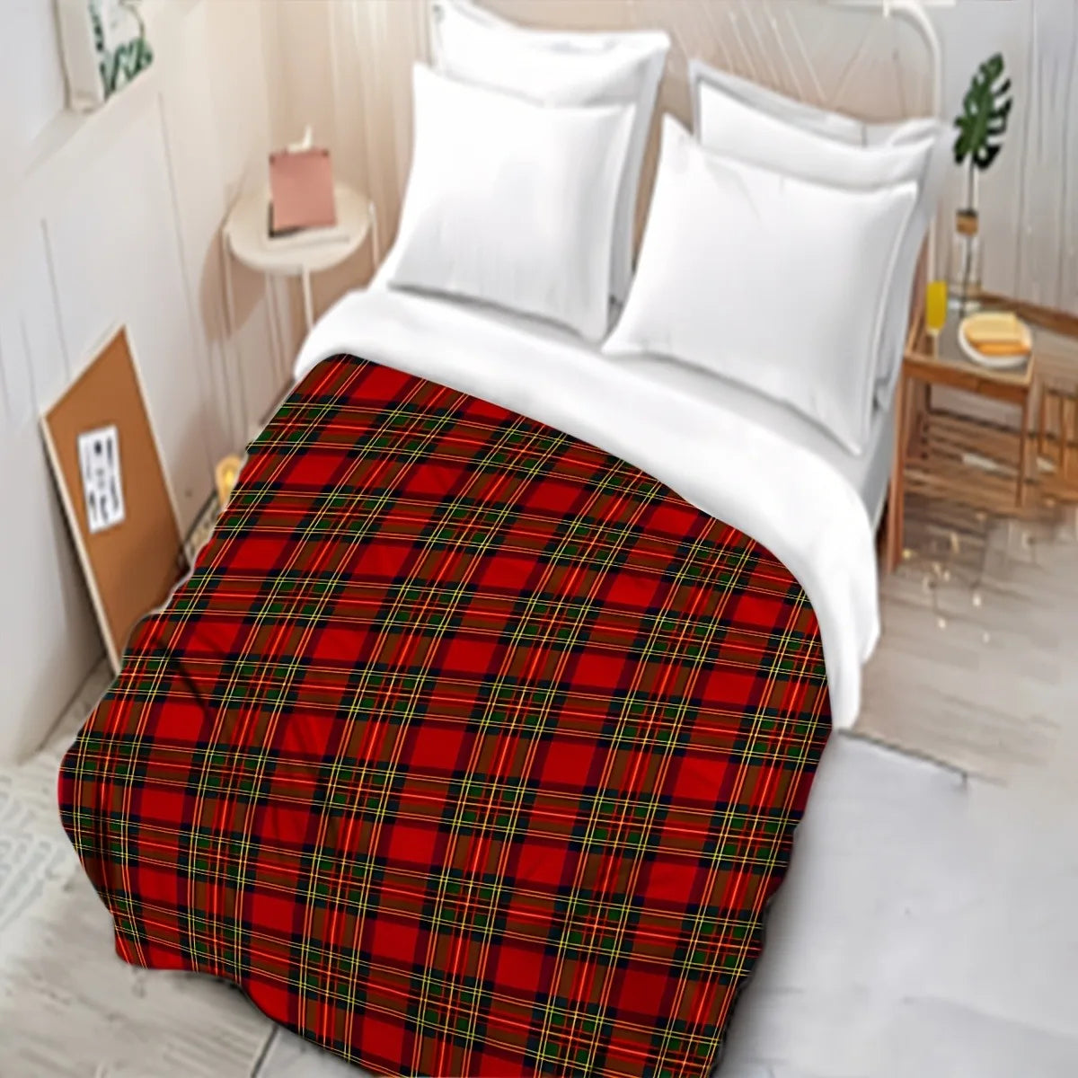 Couverture en flanelle à carreaux rouges pour lit et canapé