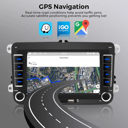 Autoradio Android 7" GPS Carplay pour VW, Seat, Audi - 2Din