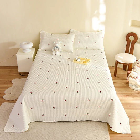 Ensemble Couvre-lit Matelassé Chic en Coton - 3 Pièces avec Taies
