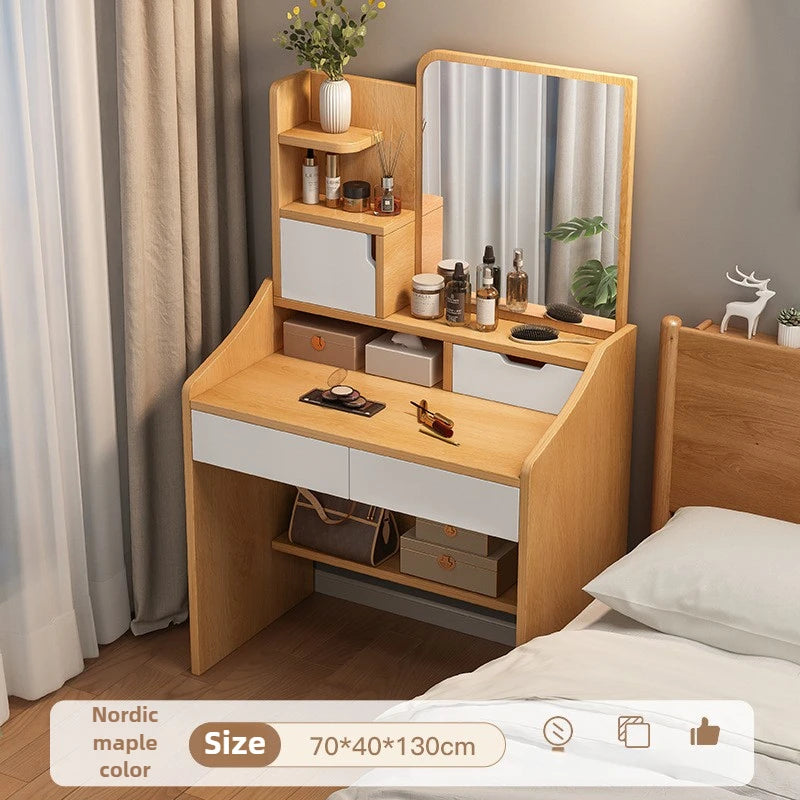 Commode avec Miroir : Table de Maquillage Rangement Petit Appartement