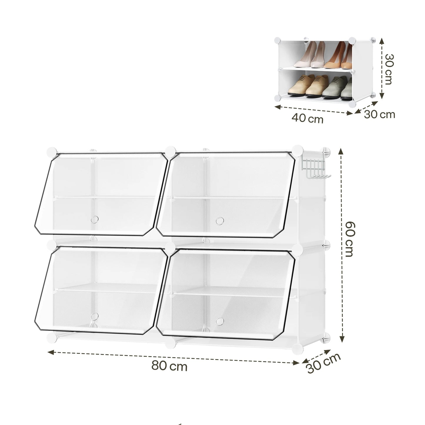 Armoire à chaussures pliable en PP transparent - Organisateur modulaire