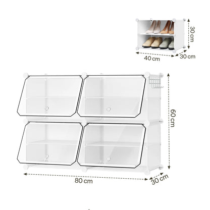 Armoire à chaussures pliable en PP transparent - Organisateur modulaire