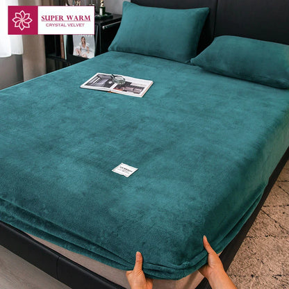 WOSTAR - Drap-housse en peluche douce, luxe pour couple d'hiver