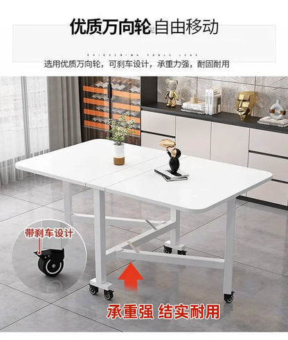 Table à manger pliante en roche, mobile et multifonctionnelle