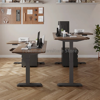 Bureau debout électrique L, réglable, moderne pour bureau et étude