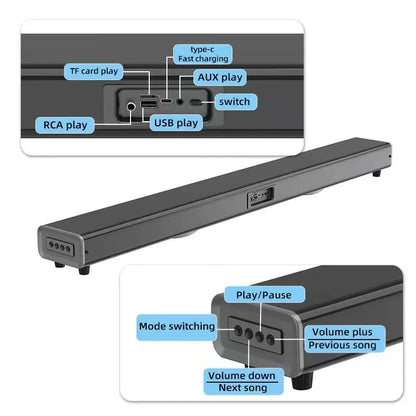 Barre de son 9D avec caisson de basses, Bluetooth & HDMI