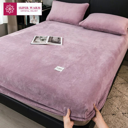 WOSTAR - Drap-housse en peluche douce, luxe pour couple d'hiver