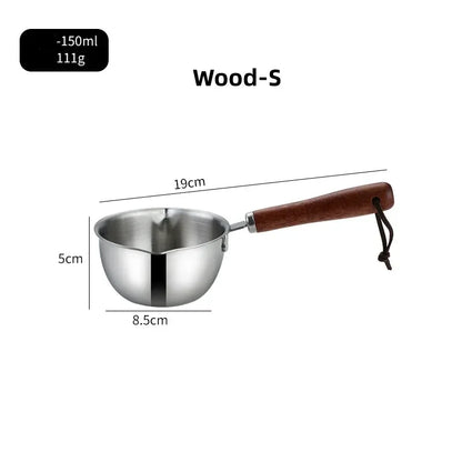 Marmite en inox avec manche en bois - Casserole épaisse 1PC