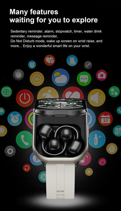 Montre Intelligente D9 2 en 1 avec Écouteurs TWS et Suivi Santé