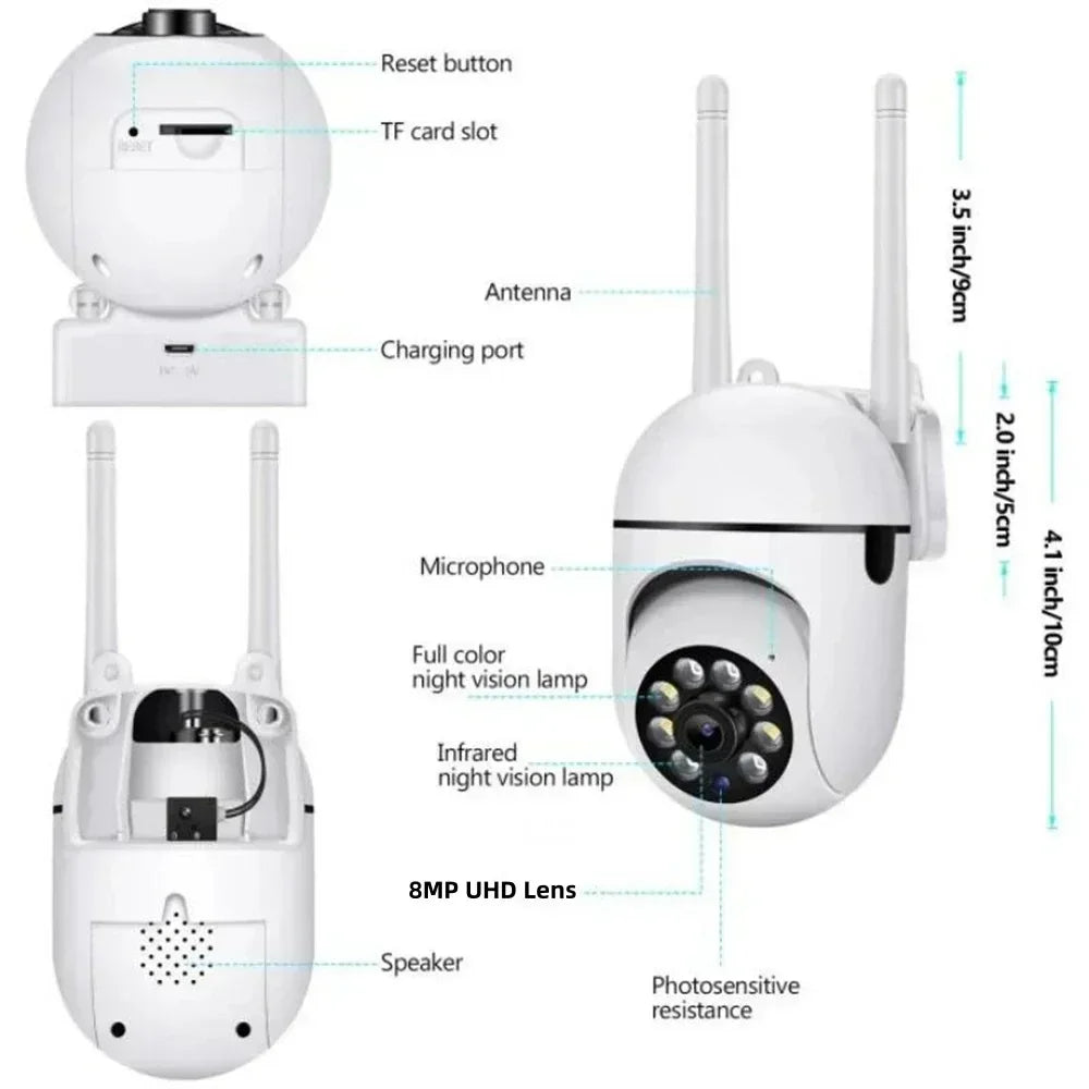 Caméra de Surveillance Wifi 8MP HD avec Zoom 4X et Suivi AI