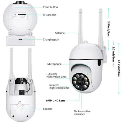 Caméra de Surveillance Wifi 8MP HD avec Zoom 4X et Suivi AI