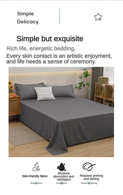 Drap Plat Doux Uni pour Lit Double - Confort et Élégance